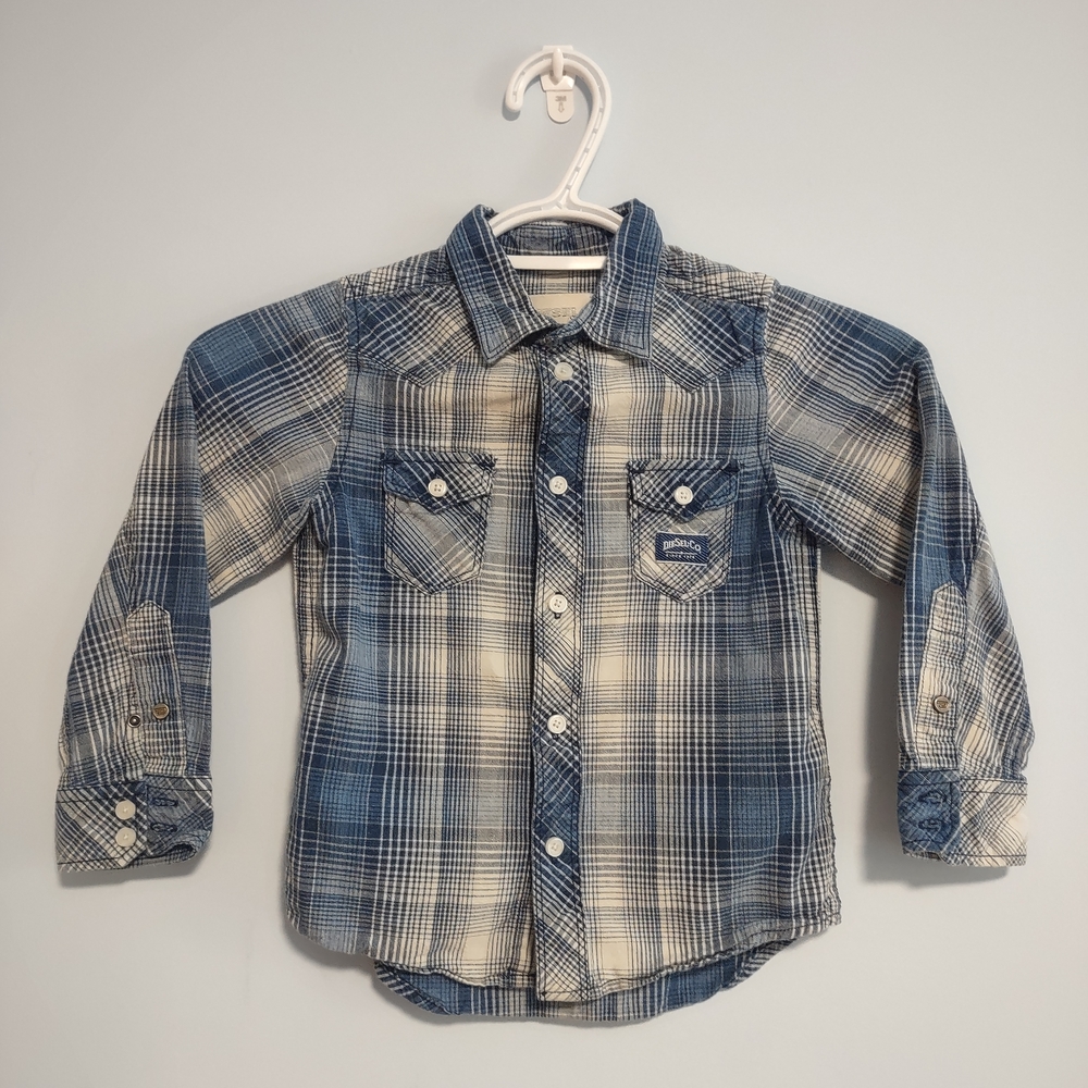 10/$25 Diesel Navy Checkered Shirt Button Up Long Sleeve Size XXS